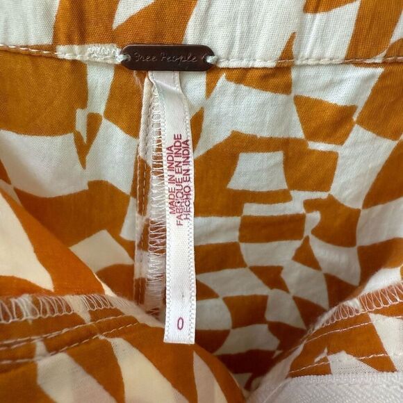 Free People Menorca Mustard Psychedelic Check Wide-Leg Cropped Pants 0 - Picture 6 of 10